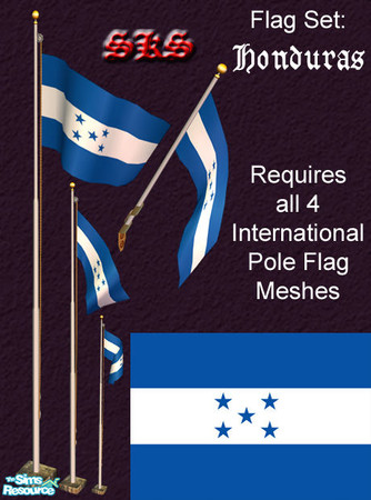 Sims 2 — Flag Set - Honduras by 71robert13 — Set includes the flag of Honduras for the Bracket mounted wall pole, Small 1