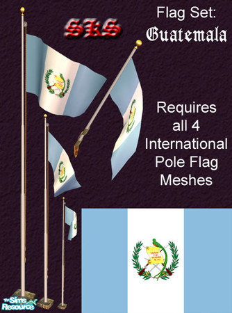 Sims 2 — Flag Set - Guatemala by 71robert13 — Set includes the flag of Guatemala for the Bracket mounted wall pole, Small