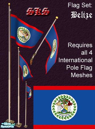 Sims 2 — Flag Set - Belize by 71robert13 — Set includes the flag of Belize for the Bracket mounted wall pole, Small 1