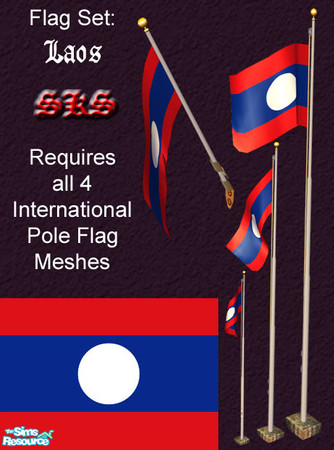 Sims 2 — Flag Set - Laos by 71robert13 — Set includes the flag of Laos for the Bracket mounted wall pole, Small 1 Story