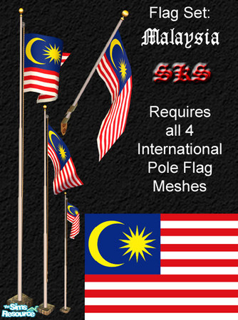 Sims 2 — Flag Set - Malaysia by 71robert13 — Set includes the flag of Malaysia for the Bracket mounted wall pole, Small 1