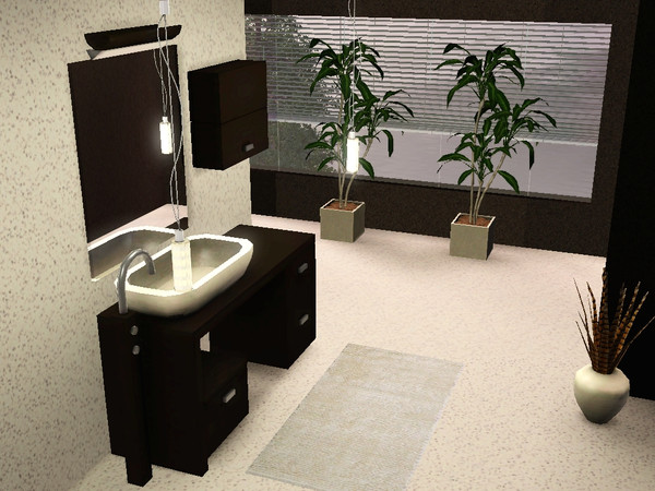 Sims 3 — Corner Bathroom by deeiutza — Corner Bathroom. Set contains 5 meshes: sink, wall cabinet, mirror, ceiling light,