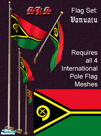 Sims 2 — Flag Set - Vanuatu by 71robert13 — Set includes the flag of ? for the Bracket mounted wall pole, Small 1 Story