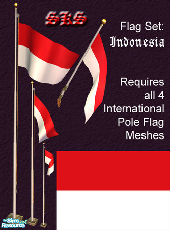 Sims 2 — Flag Set - Indonesia by 71robert13 — Set includes the flag of Indonesia for the Bracket mounted wall pole, Small
