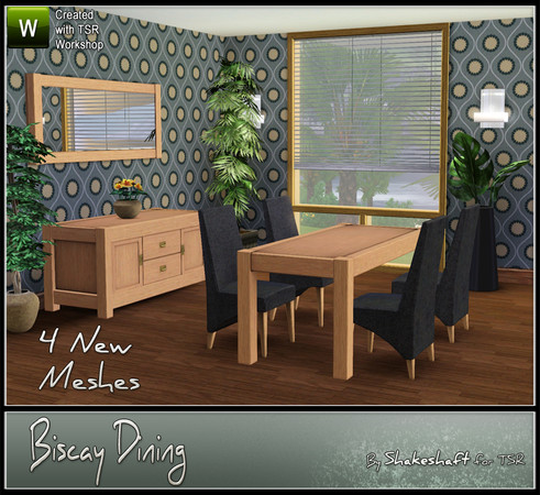 Sims 3 — Biscay Dining by Shakeshaft — A modern style dining set with Dining Table, Chair, Sideboard and a Mirror all