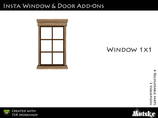 Sims 3 — Insta-Window 1x1 Counter by Mutske — Matching the single door version. 4 Recolorable parts. 3 Variations. Made