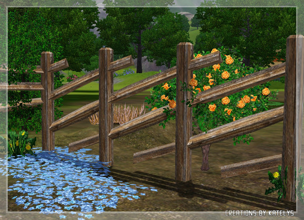 Sims 3 — Deer park - Fence 02 by katelys — New wooden fence. Great for gardens!