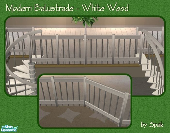 Sims 2 — Modern Balustrade White Wood by Spaik — Matching balustrade for my Winding and Curved Staircases.