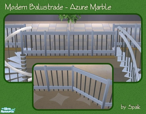 Sims 2 — Modern Balustrade Azure Marble by Spaik — Matching balustrade for my Winding and Curved Staircases.