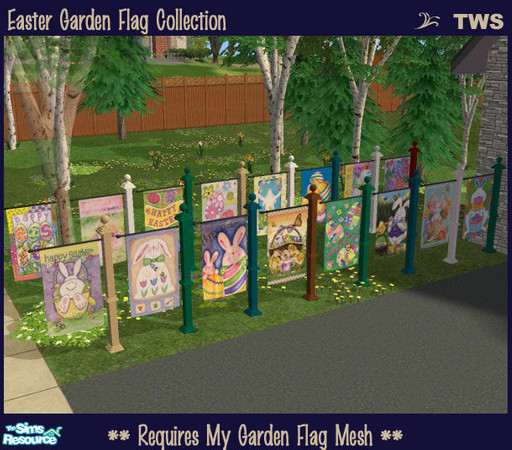 Sims 2 — Easter Garden Flag Collection by wildstar24 — A set of 16 Easter-themed flags to use with my colonial garden