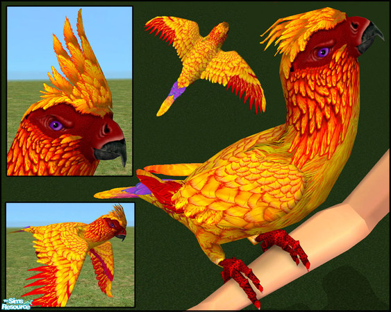 Sims 2 — Phoenix by LadyMinion — Born from the ashes of it's own fiery death, the phoenix is the ultimate exotic bird!
