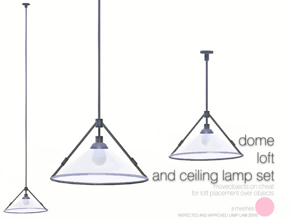 Sims 3 — Loft Dome Lamp Set by DOT — Loft Dome Lamp Set 2 meshes. Floor Lamp. 'moveobjects on' cheat for placement over