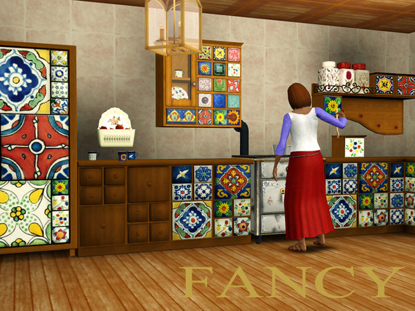 Sims 3 — Fancy Kitchen and Entry by ShinoKCR — Set contains 2 Chests of drawers, Bench, Wallcabinet with Mirror,
