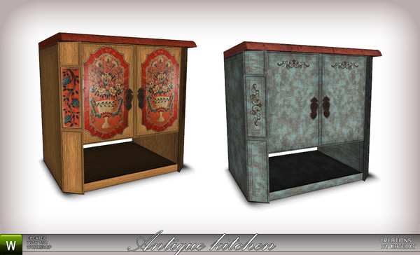Sims 3 — Antique Counter 02 by katelys — New kitchen counter. 2 versions, 2 color palettes.