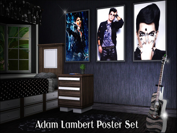 Sims 3 — Adam Lambert Poster Set by TSR Archive — This set contains three stylish Adam Lambert pictures!