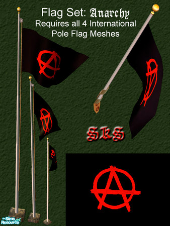 Sims 2 — Flag Set - Anarchy by 71robert13 — Set includes the Anarchy \"A\" flag for the Bracket mounted wall