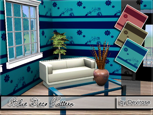 Sims 3 — Blue Deco Pattern by Devirose — Wonderful fantasy in blue and Prussian blue light for living rooms or living