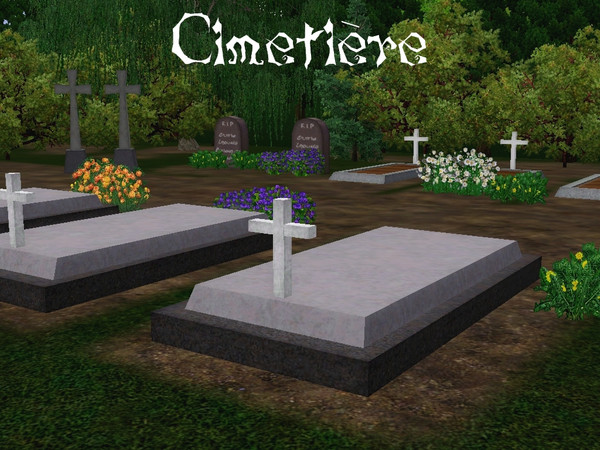 Sims 3 —  by lilliebou — Set of four recolorable graves for a cemetery. They can be found in Misc. Decor from 120