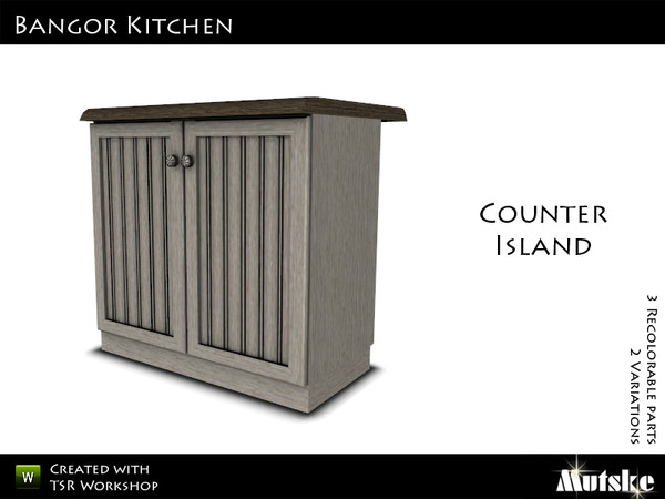 Sims 3 — Bangor Kitchen Counter Island  by Mutske — 3 Recolorable parts. 2 Variations. Made by Mutske@TSR. TSRAA.