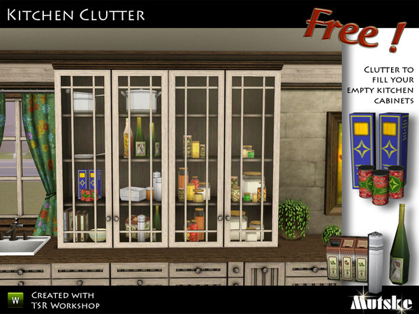 Sims 3 — Kitchen Clutter by Mutske — The set contains 14 kitchen clutter to fill the empty cabinets in your kitchen. Make