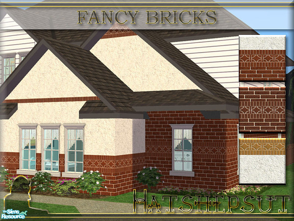 Sims 2 — Fancy Bricks by hatshepsut — A set of 12 ornate brick walls
