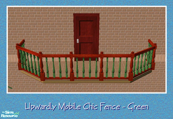Sims 2 — Upwardly Mobile Chic Fence - Green by Spaik — Matching fence for Maxis Upwardly Mobile Staircase in green. All