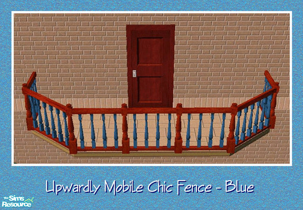 Sims 2 — Upwardly Mobile Chic Fence - Blue by Spaik — Matching fence for Maxis Upwardly Mobile Staircase in blue. All