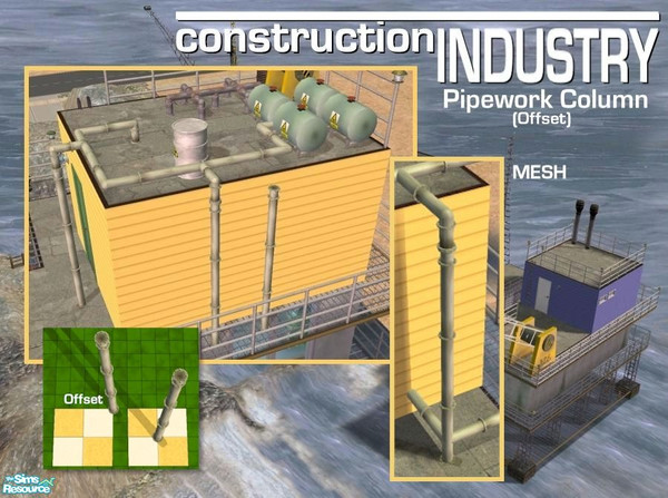 Sims 2 — Pipework Column (off-centre mesh) by Cyclonesue — Another pipework column for the pipework set. This column is