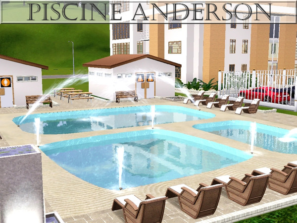 Sims 3 — Piscine Anderson by lilliebou — Hi! Here are some details about this community lot: It has 3 pools and two