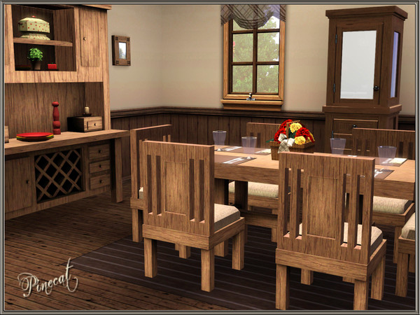Sims 3 — Brookhaven - Part 2 by Pinecat — Objects included in this set: dining table, dining chair, sideboard, hutch,
