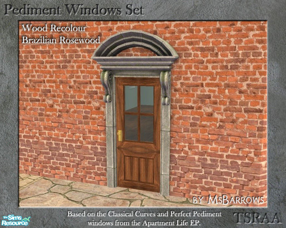 Sims 2 — Pediment Set - Recolour - Brazilian Rosewood by MsBarrows — A recolour for the wood frame of the pediment