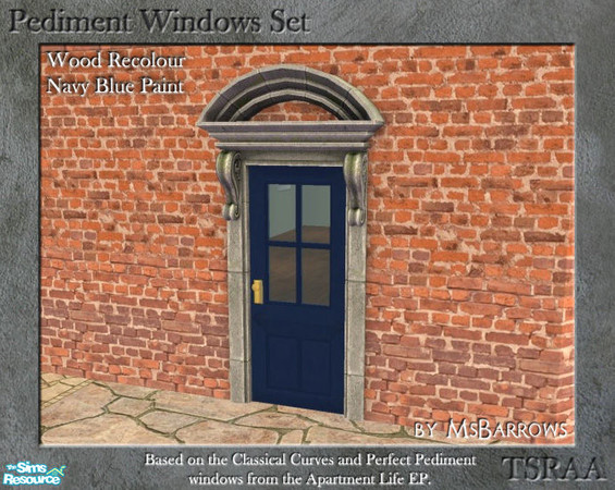 Sims 2 — Pediment Set - Recolour - Navy Paint by MsBarrows — A recolour for the wood frame of the pediment windows and