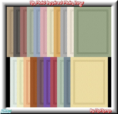 Sims 2 — NK PI Plain Rugs by MoMama — A requested set of 21 plain rugs in the usual shades. Totally plain except for a