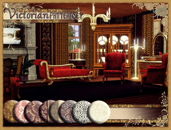 Sims 3 — V# Victorian PatternSet by vidia — V# Victorian PatternSet -8in1