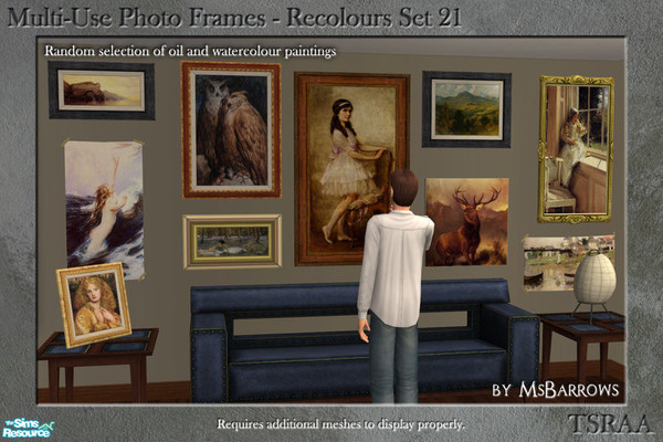 Sims 2 — Multi-Use Photo Frames - Recolours Set 21 by MsBarrows — A random selection of 25 oil and watercolour paintings