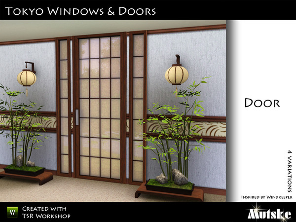 Sims 3 — Tokyo door 2 tile with side windows by Mutske — Made by Mutske@TSR. TSRAA.