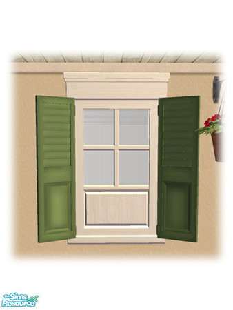 Sims 2 — Single Short Shutt Panel Window - Diag Mesh by Shakeshaft — Part of a set of French Quarter style Windows and