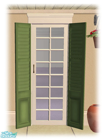 Sims 2 — Single Shuttered Door - Mesh by Shakeshaft — Part of a set of French Quarter style Windows and Doors, set