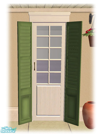 Sims 2 — Single Shuttered Panel Door - Mesh by Shakeshaft — Part of a set of French Quarter style Windows and Doors, set