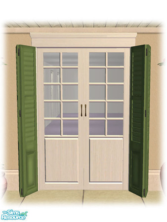 Sims 2 — Double Shuttered Panel Door - Mesh by Shakeshaft — Part of a set of French Quarter style Windows and Doors, set