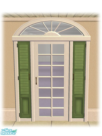 Sims 2 — Side Window Shuttered Door - Mesh by Shakeshaft — Part of a set of French Quarter style Windows and Doors, set