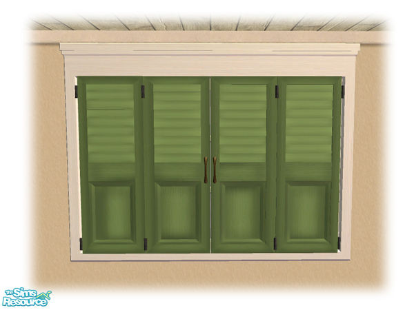 Sims 2 — Double Short Closed Shutt Window - Diag Mesh by Shakeshaft — Part of a set of French Quarter style Windows and
