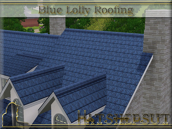 Sims 3 — Blue Lolly Roofing by hatshepsut — Textured roof with white trim