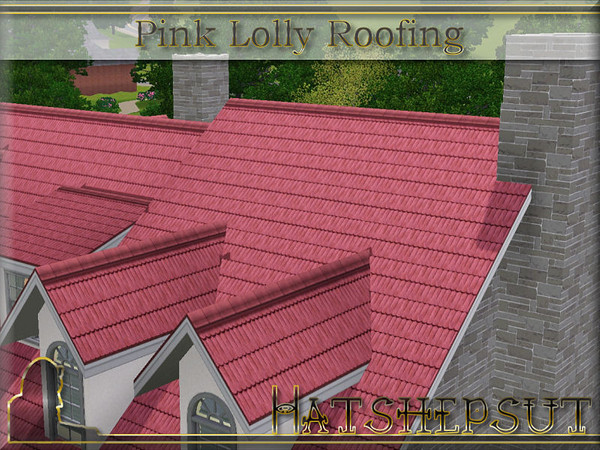 Sims 3 — Pink Lolly Roofing by hatshepsut — Textured roof with white trim