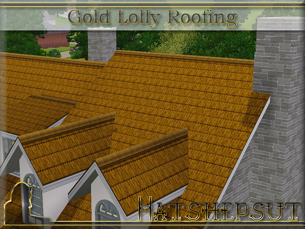 Sims 3 — Gold Lolly Roofing by hatshepsut — Textured roof with white trim