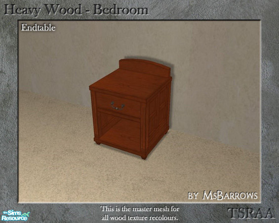 Sims 2 — Heavy Wood - Endtable (Master Mesh) by MsBarrows — Heavy wood bedroom suite - endtable mesh.