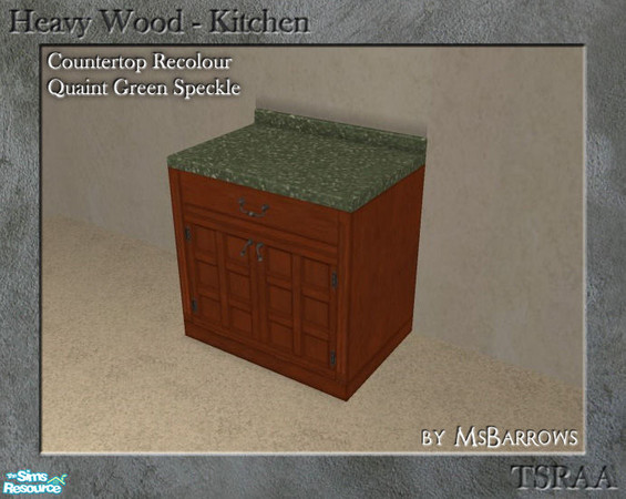 Sims 2 — HW Countertop - Quaint Green Speckle by MsBarrows — Recolour of the Heavy Wood countertop in Quaint Green