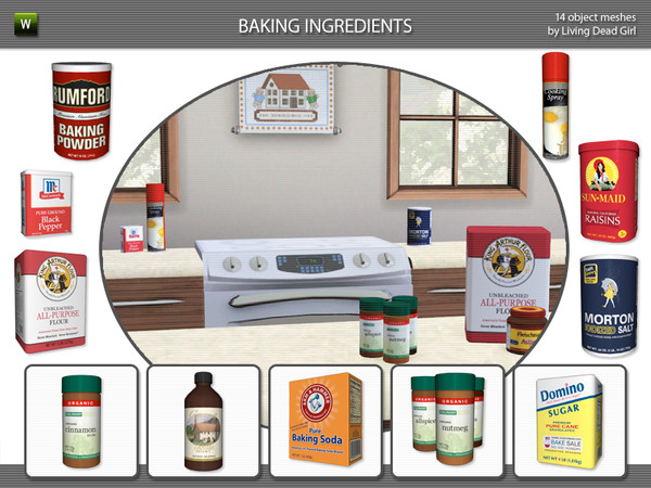 Sims 3 — Baking Ingredients by Living Dead Girl — Just in time for holiday baking, here are fourteen kitchen clutter