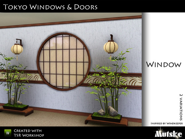Sims 3 — Tokyo Window 2 tile Round with Grid by Mutske — Made by Mutske@TSR. TSRAA.