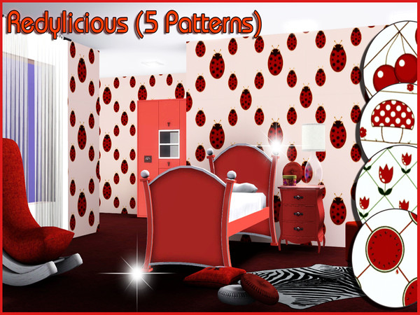 Sims 3 — Redylicious by TSR Archive — This set contains five new patterns. They all have three recolourable-areas. I hope